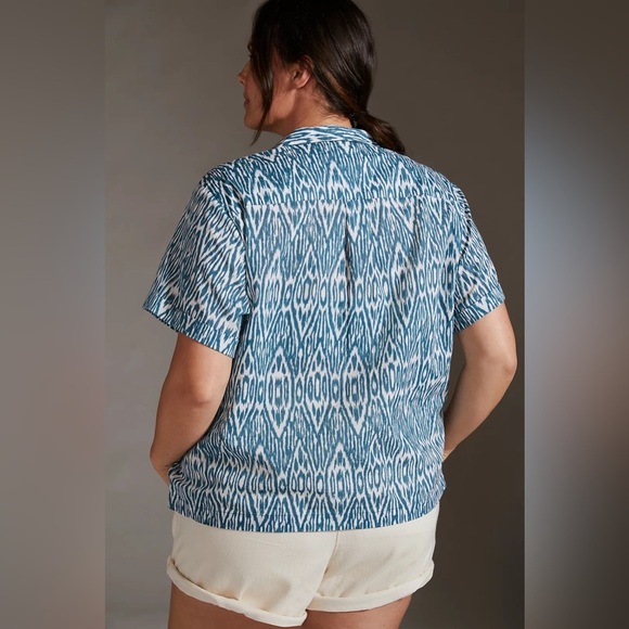 PILCRO‎ Anthropologie Printed Voile Surf Button Down Shirt Size 3X - Picture 9 of 10